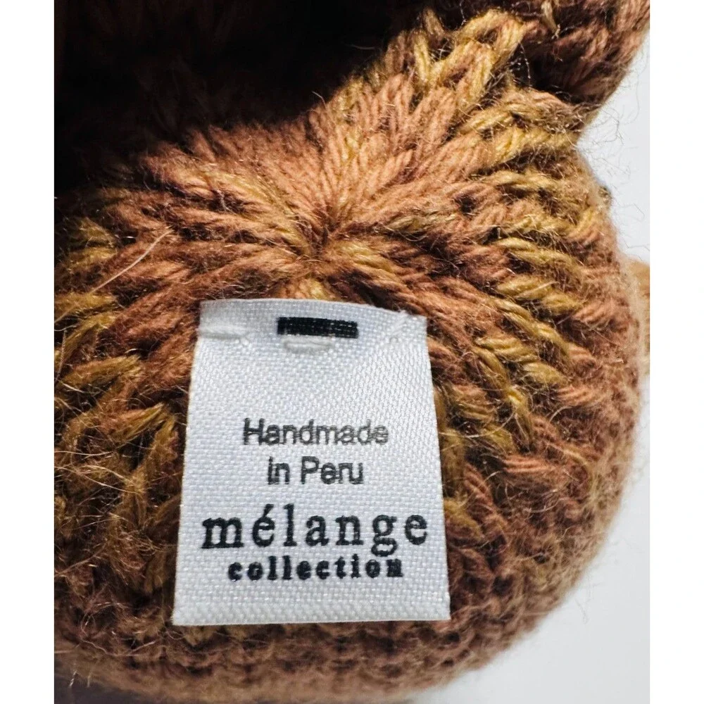 Melange Collection Brown Spotted Knit Puppy Striped Scarf Dog Handmade In Peru